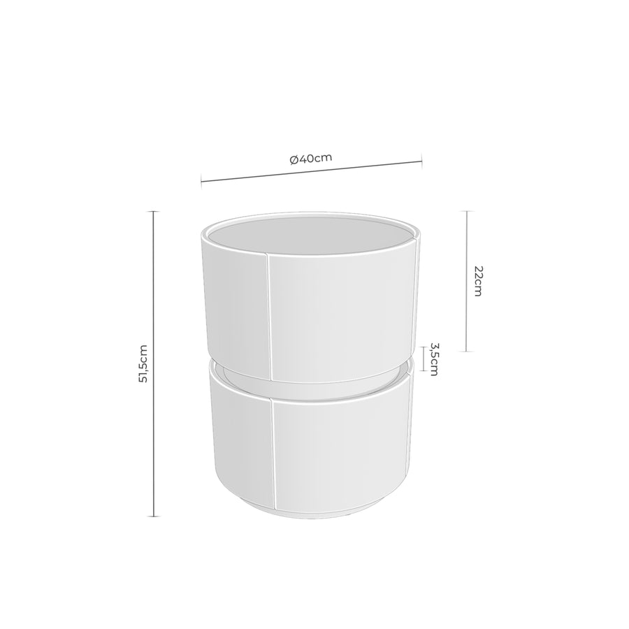 Mesita Sora 2 cajón, madera, Ø40 cm