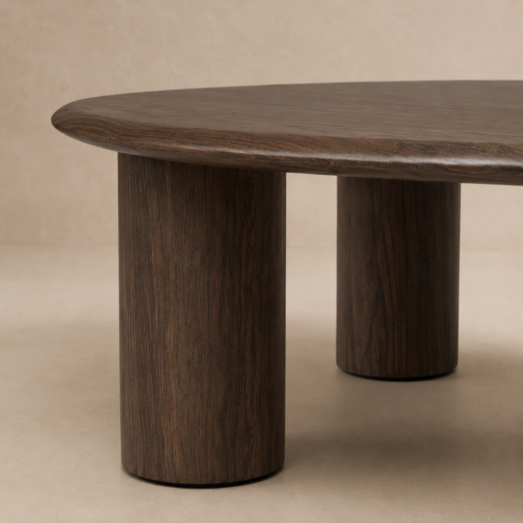 Mesa de centro ovalada de madera, 102 cm