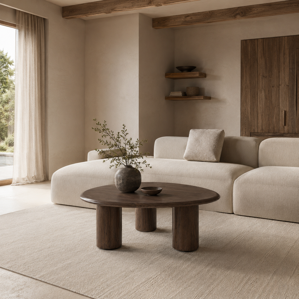 Mesa de centro ovalada de madera, 102 cm
