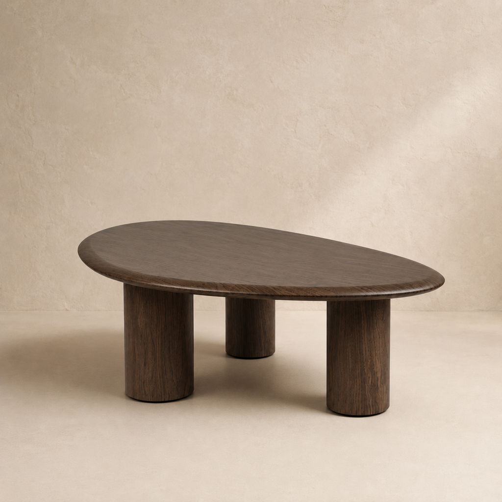 Mesa de centro ovalada de madera, 102 cm