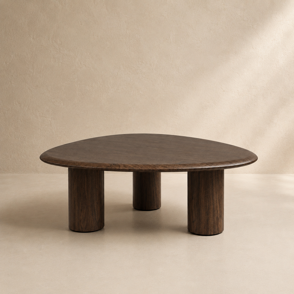 Mesa de centro ovalada de madera, 102 cm