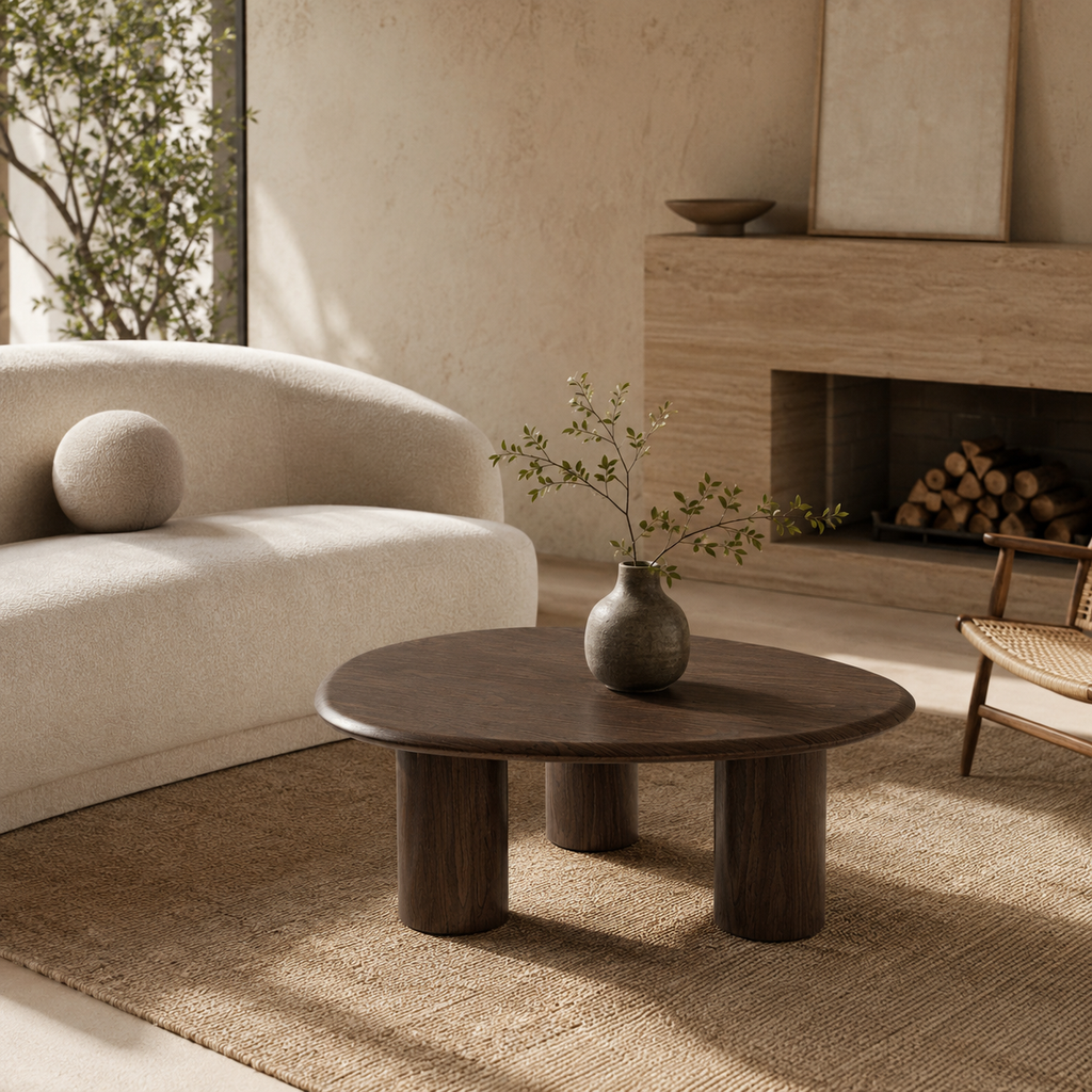 Mesa de centro ovalada de madera, 102 cm