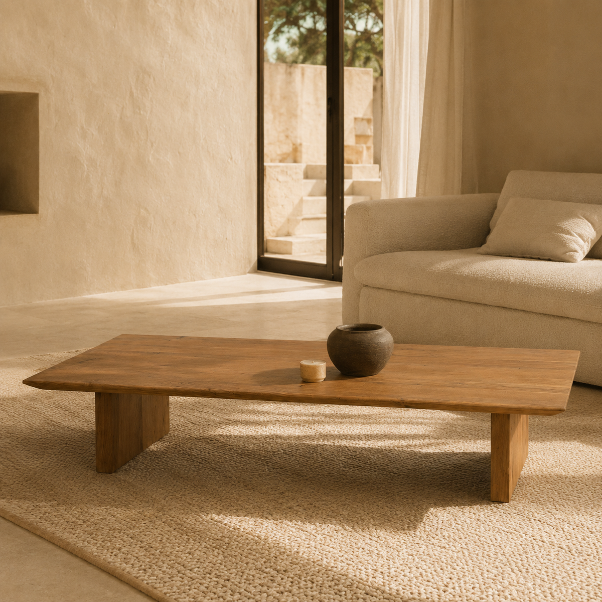 Mesa de centro rectangular de madera, 150 cm