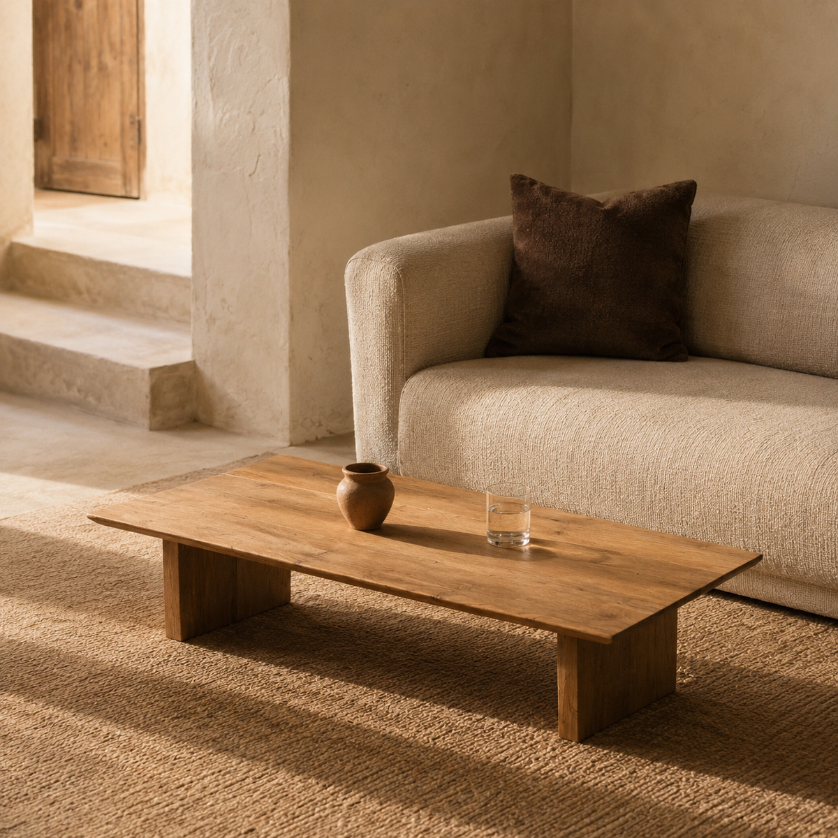 Mesa de centro rectangular de madera, 150 cm