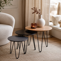 Set of 3 round wooden coffee tables, 60 cm