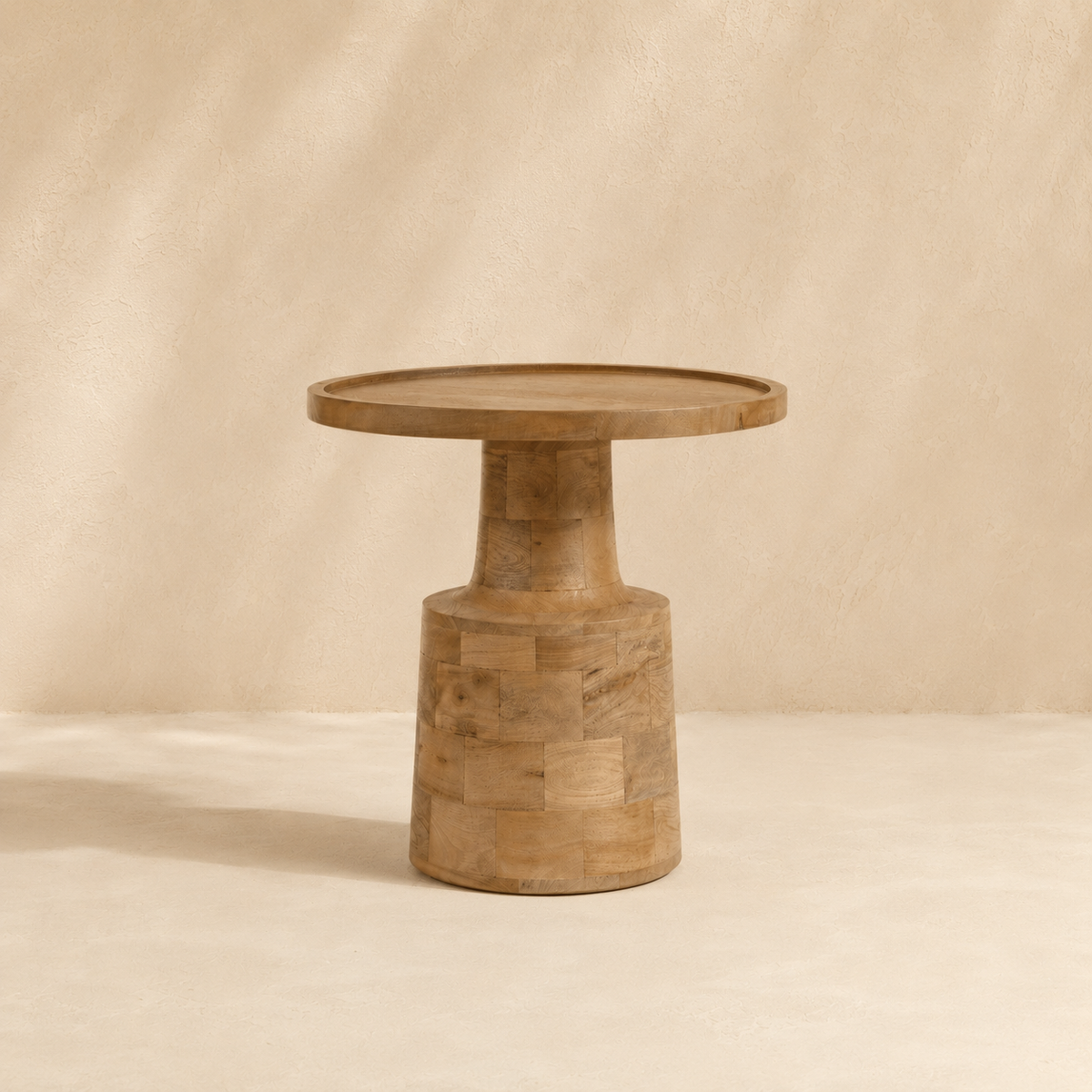 Round wooden coffee table
