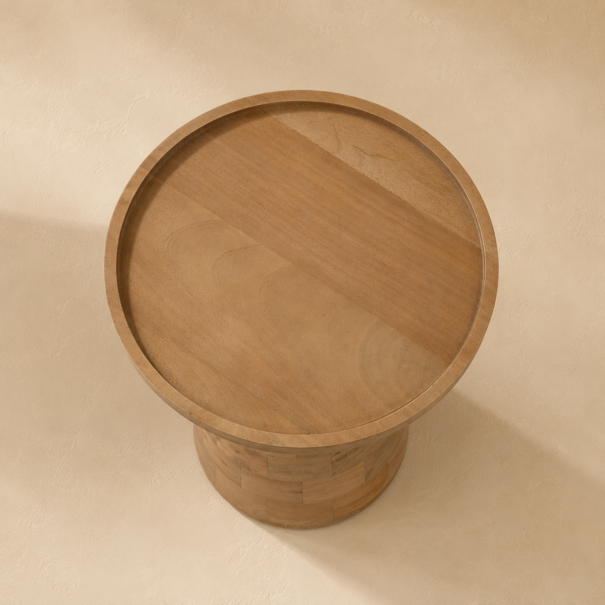 Round wooden coffee table