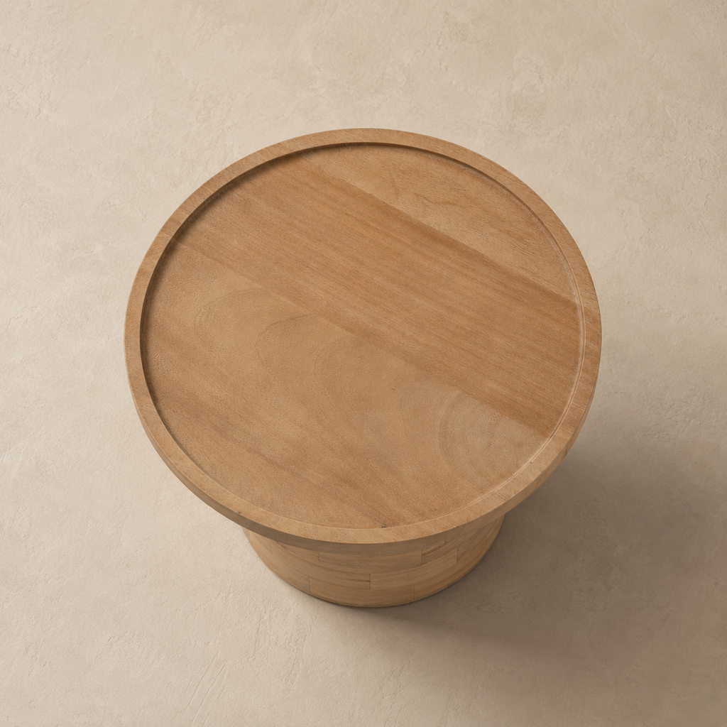 Mesa de centro redonda de madera