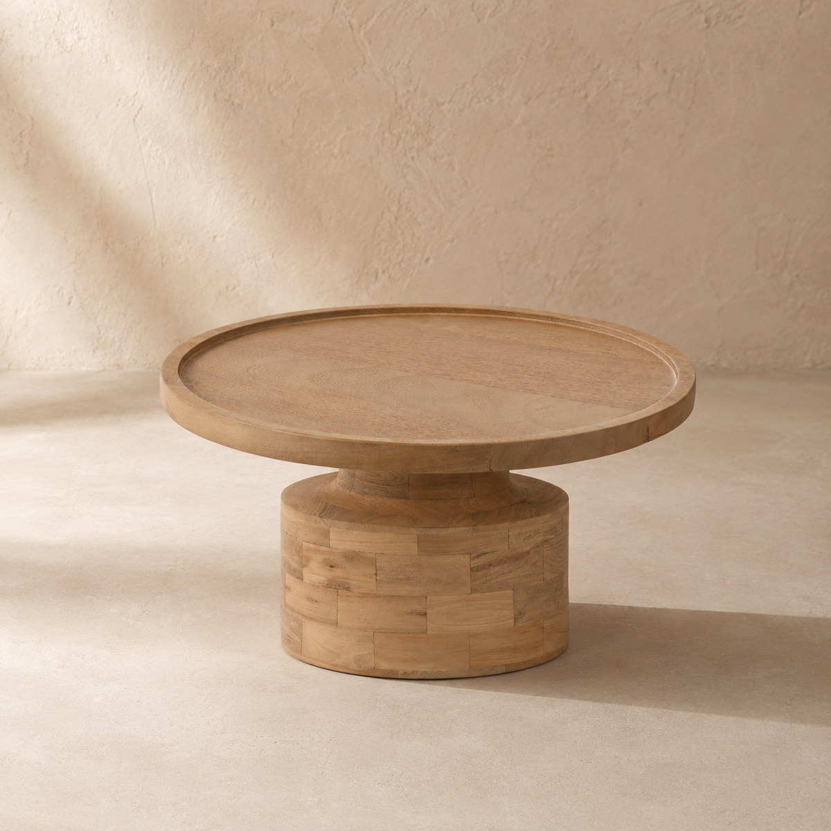 Mesa de centro redonda de madera
