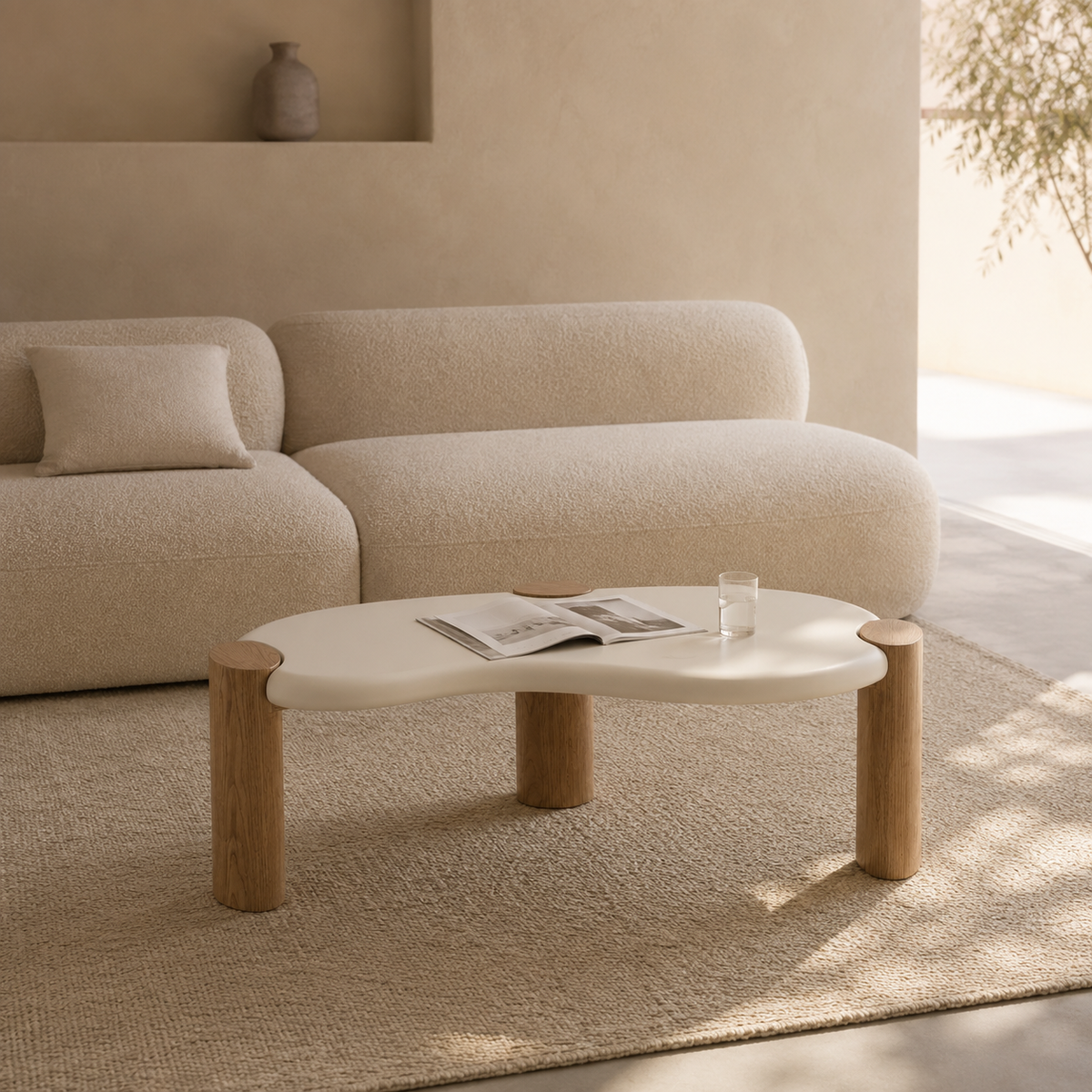 Mesa de centro rectangular lacada, 125 cm