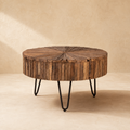 Mesa de centro redonda de madera, 70 cm