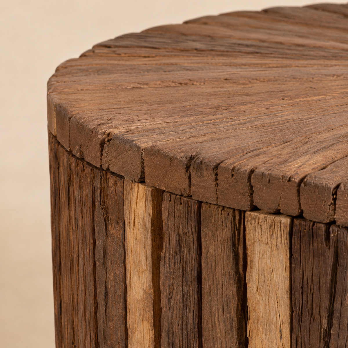 Mesa de centro redonda de madera, 70 cm