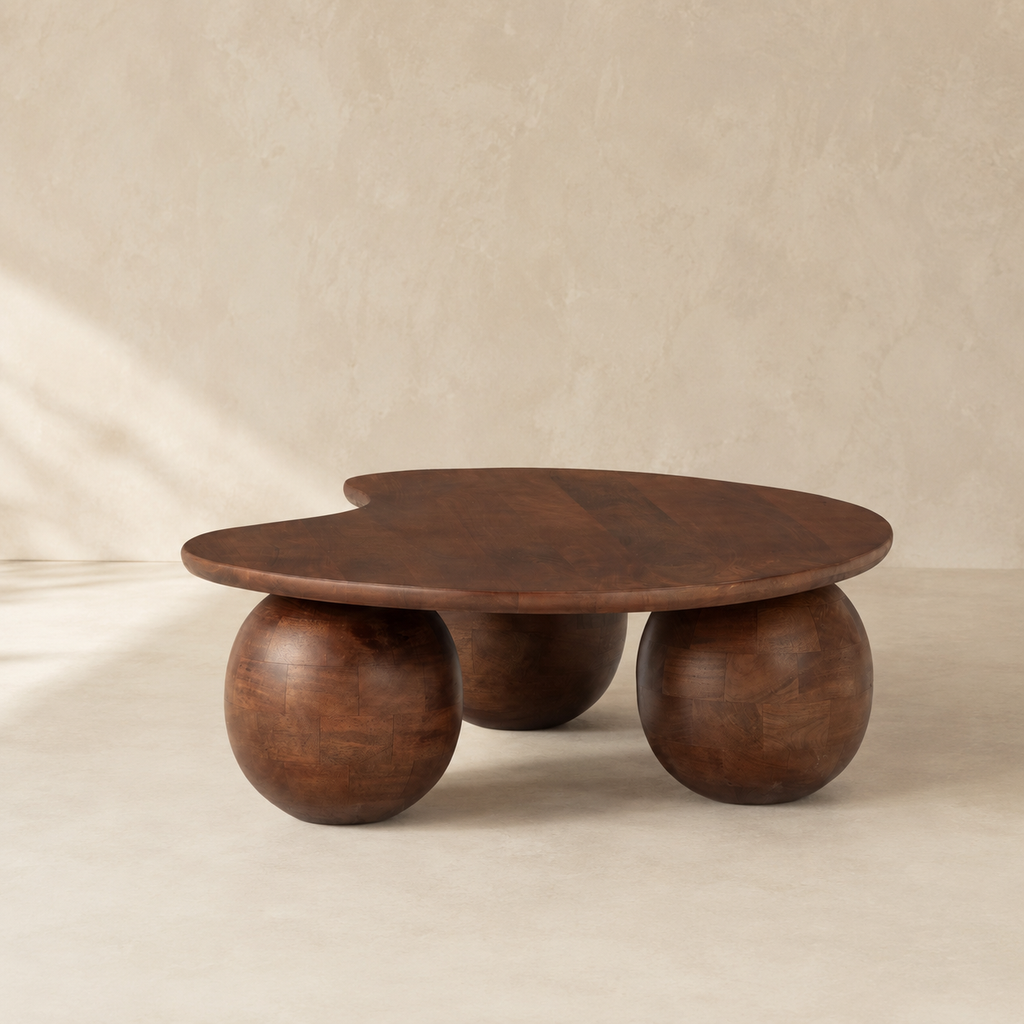 Mesa de centro ovalada de madera, 107 cm