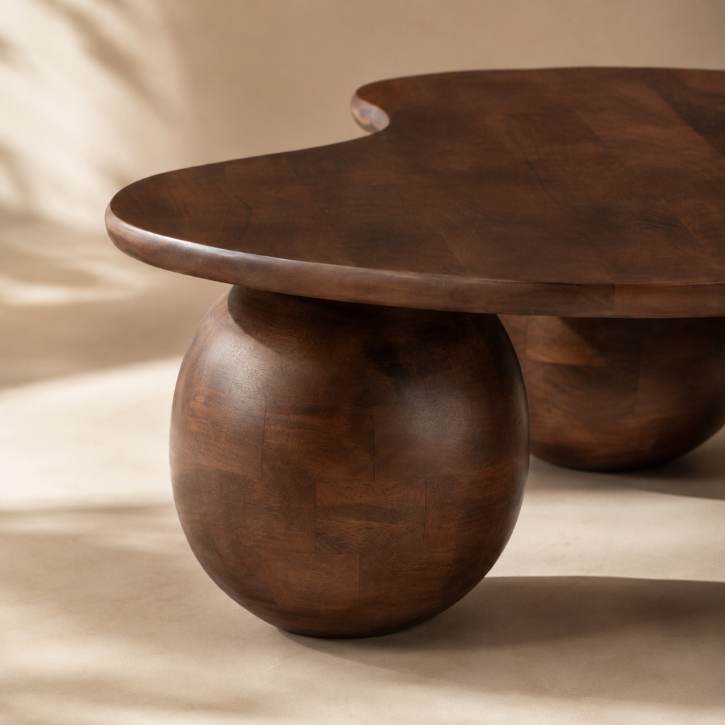 Mesa de centro ovalada de madera, 107 cm