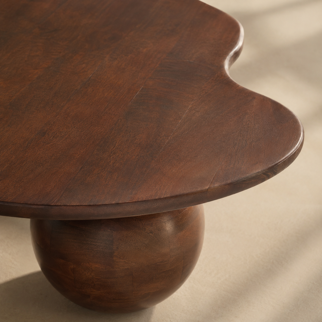 Mesa de centro ovalada de madera, 107 cm
