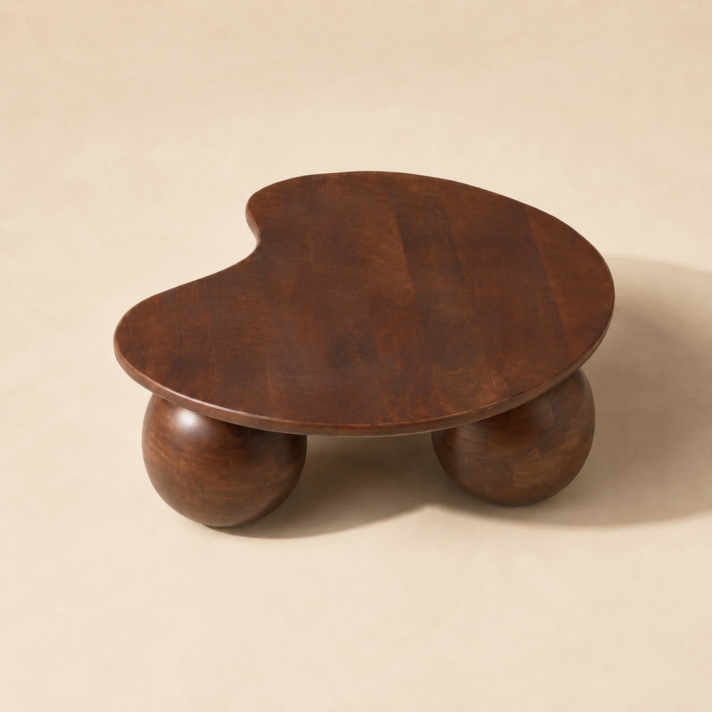 Mesa de centro ovalada de madera, 107 cm