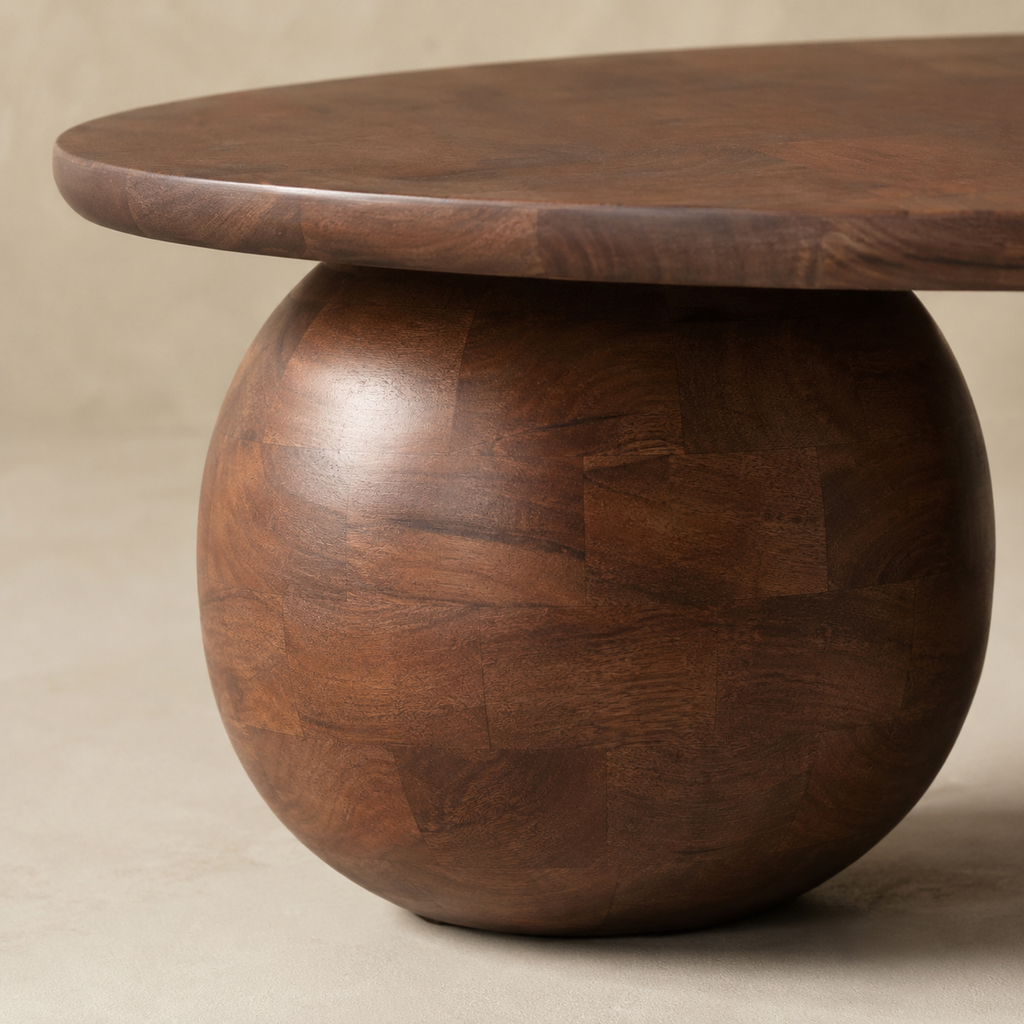 Mesa de centro ovalada de madera, 107 cm