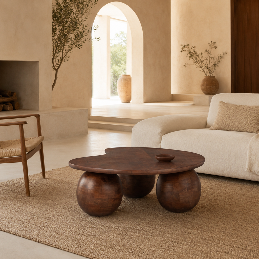 Mesa de centro ovalada de madera, 107 cm