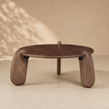 Mesa de centro Marbeya, madera, Ø80 cm