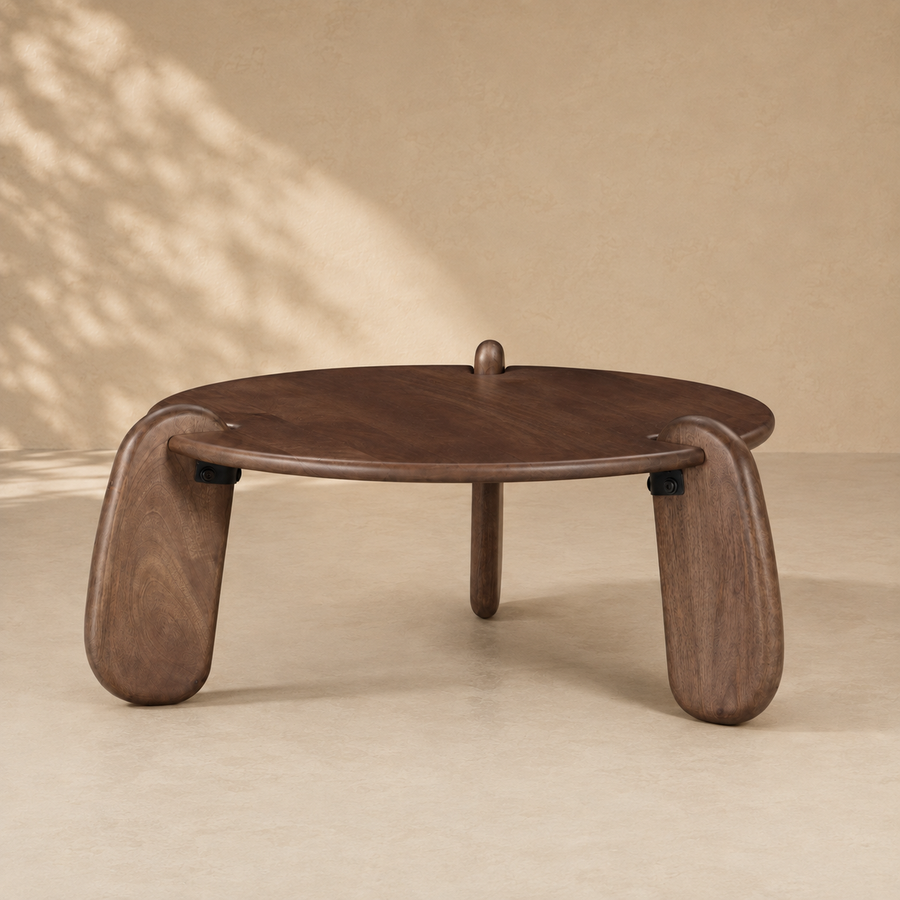 Mesa de centro Marbeya, madera, Ø80 cm