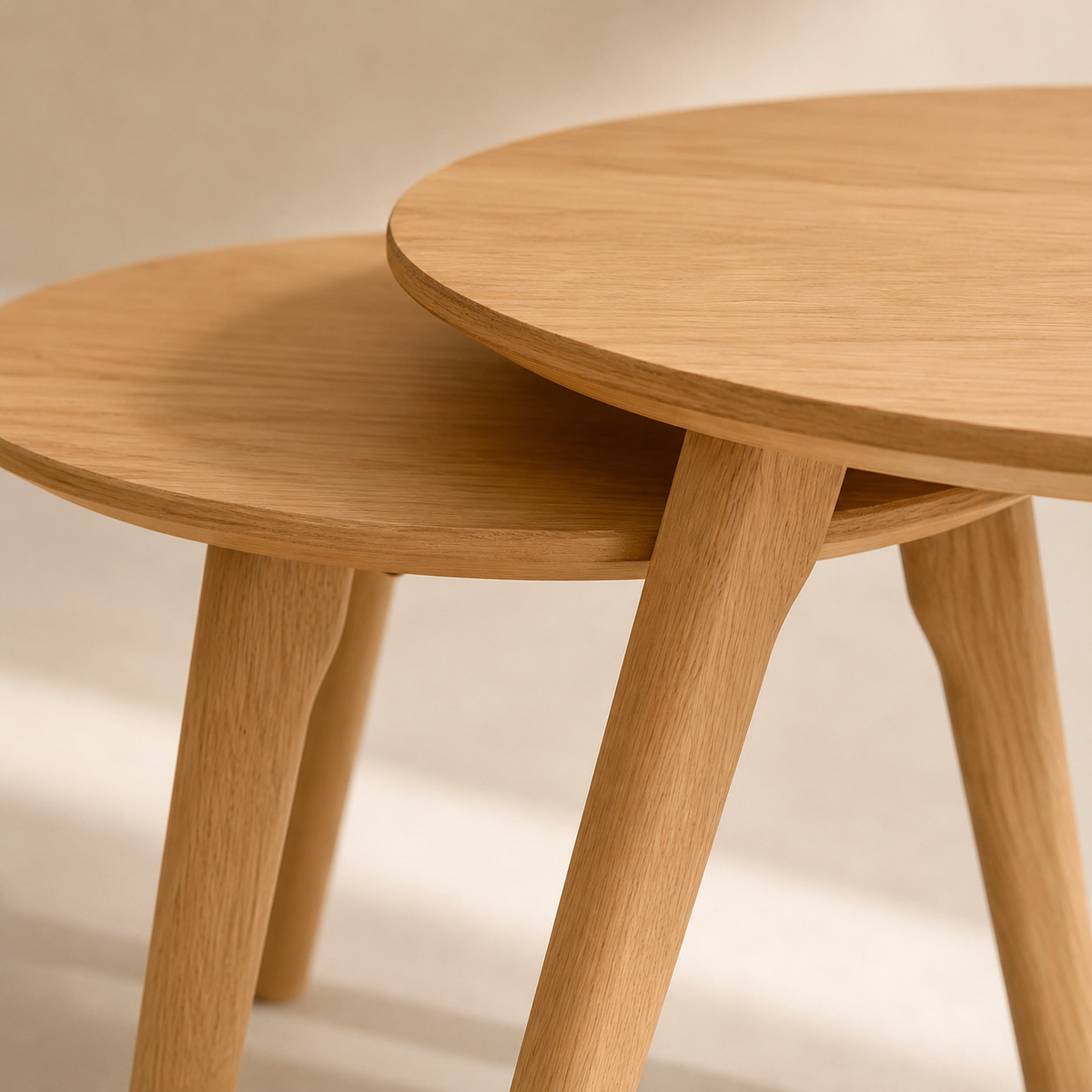Set de 2 mesas de centro redondas de madera, 50 cm