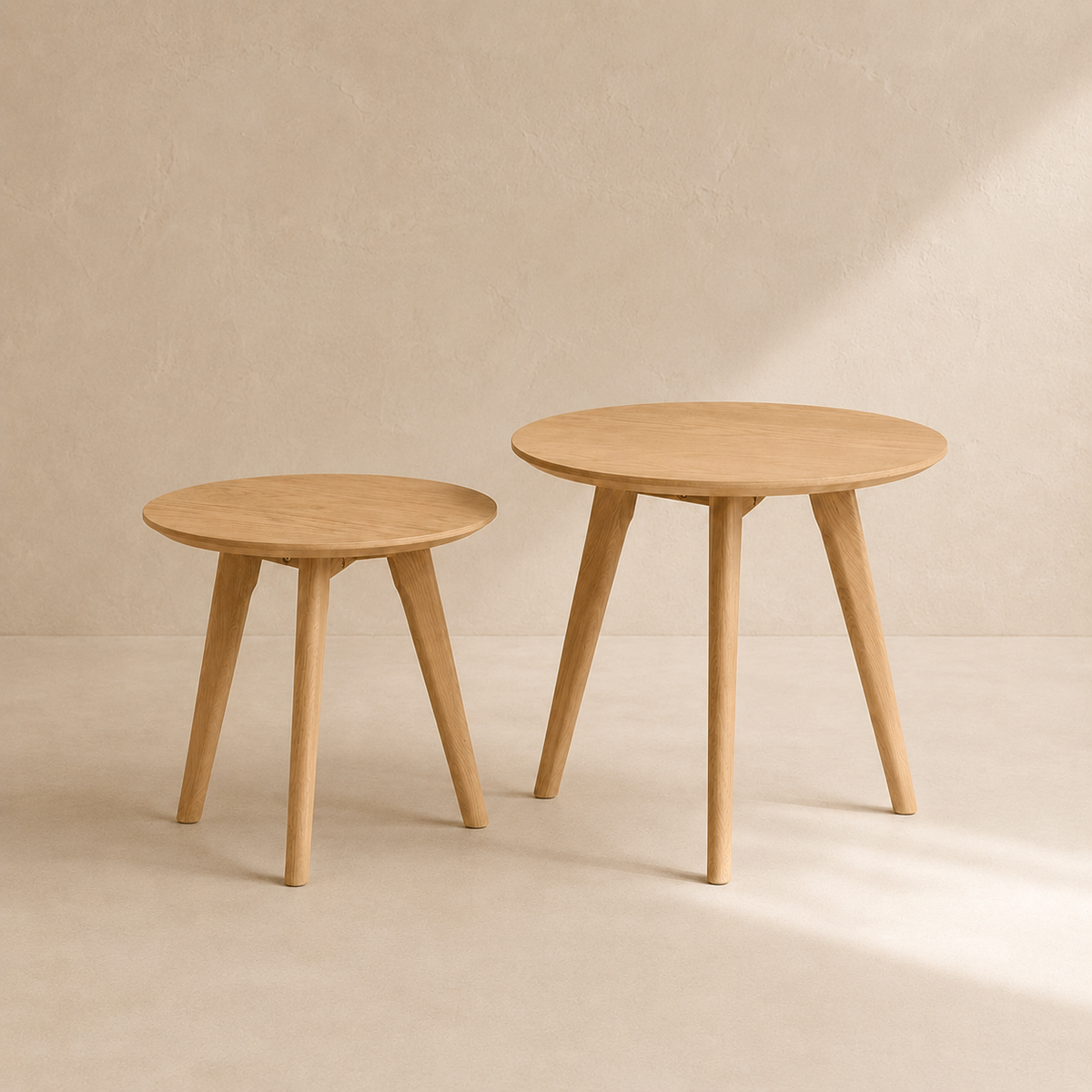 Set de 2 mesas de centro redondas de madera, 50 cm