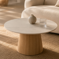 Set of 2 round coffee tables, ceramic top, 80 cm