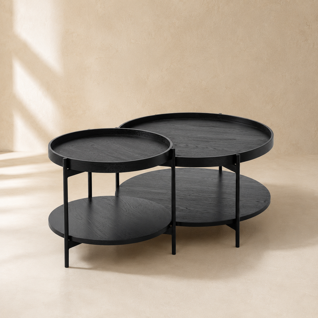 Mesa de centro redonda de madera, 50 cm