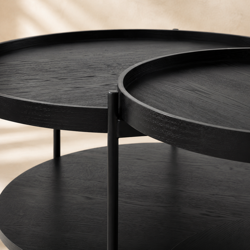 Mesa de centro redonda de madera, 50 cm