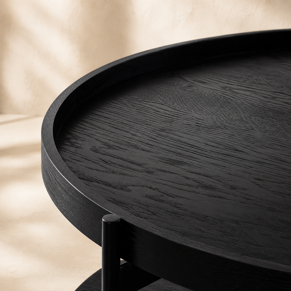 Mesa de centro redonda de madera, 50 cm