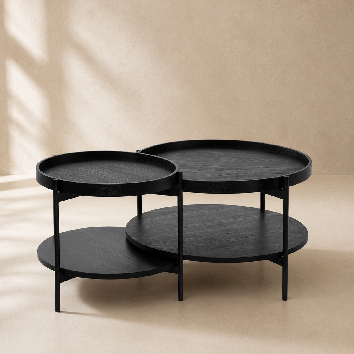 Mesa de centro redonda de madera, 50 cm