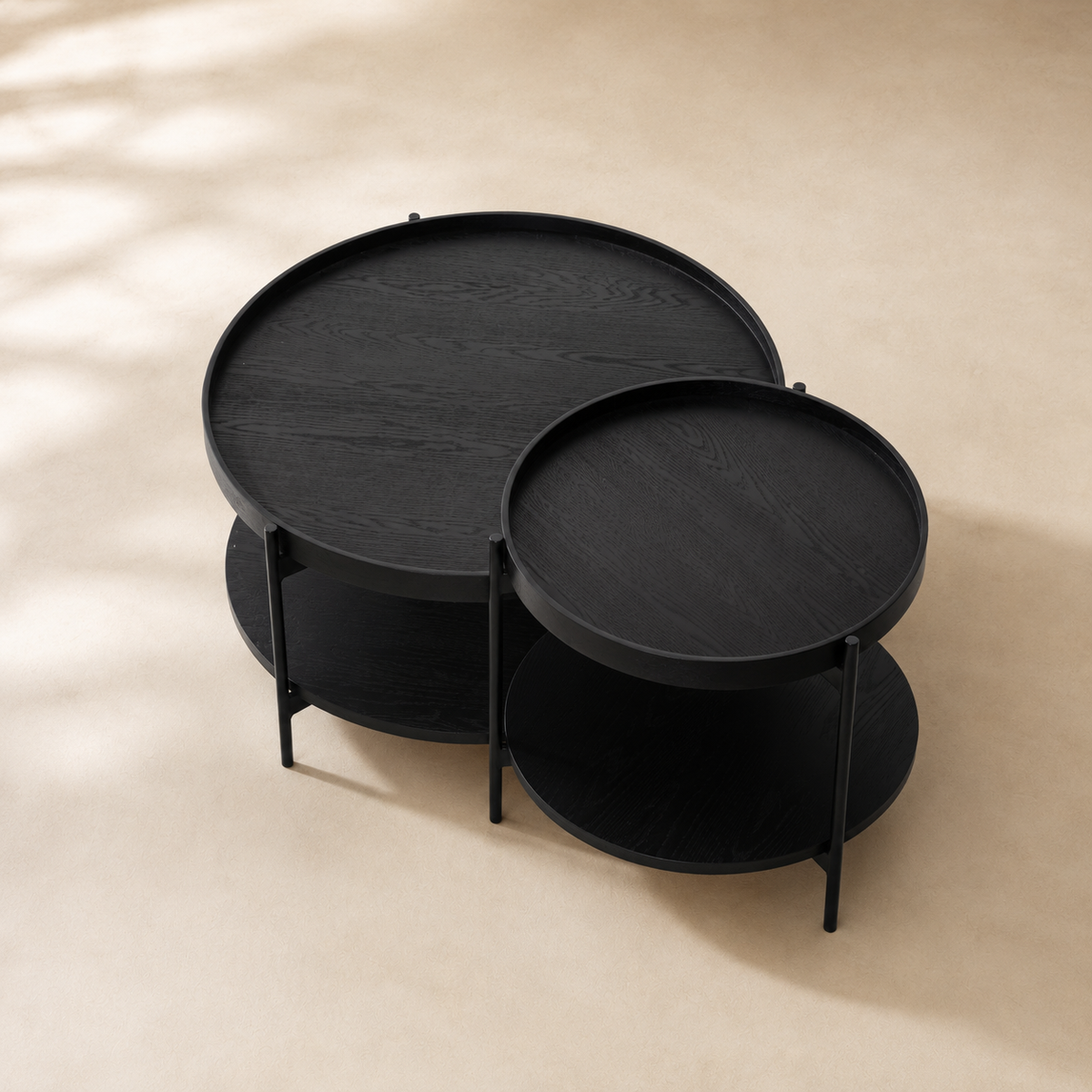 Mesa de centro redonda de madera, 50 cm