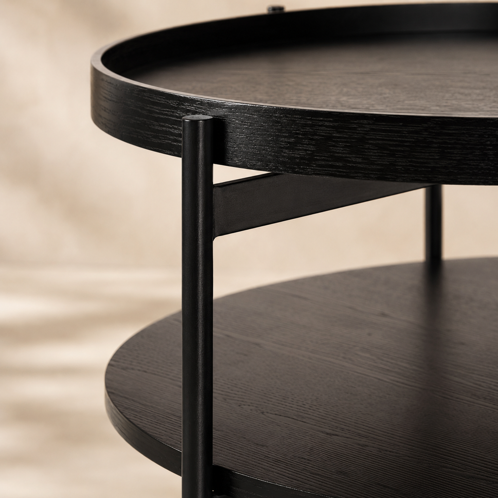 Mesa de centro redonda de madera, 50 cm