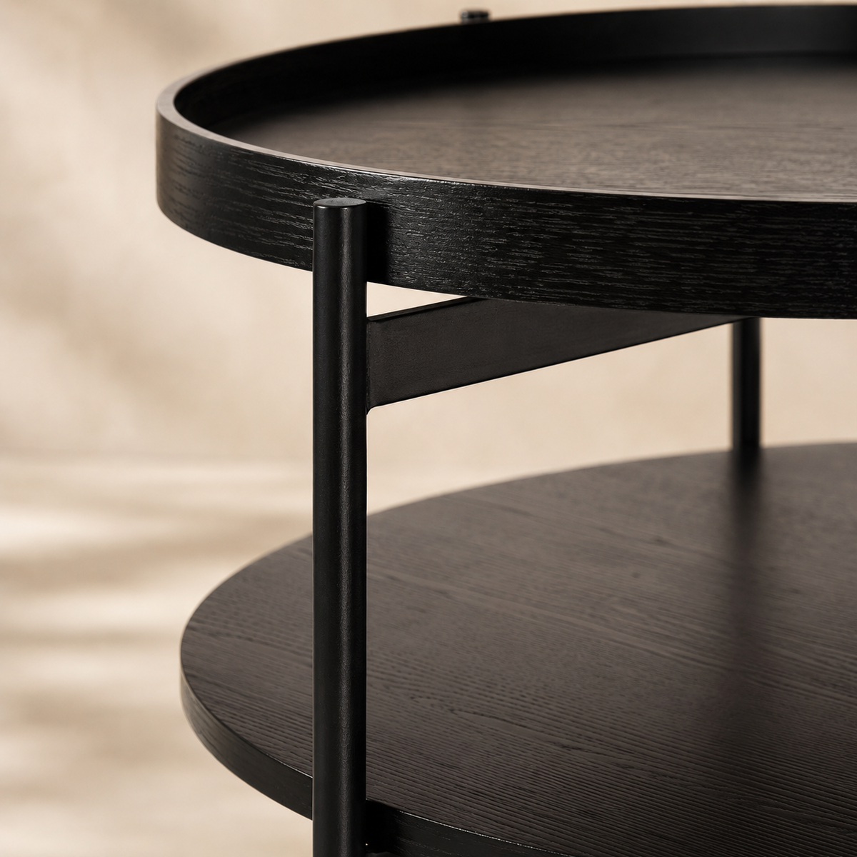 Mesa de centro redonda de madera, 50 cm