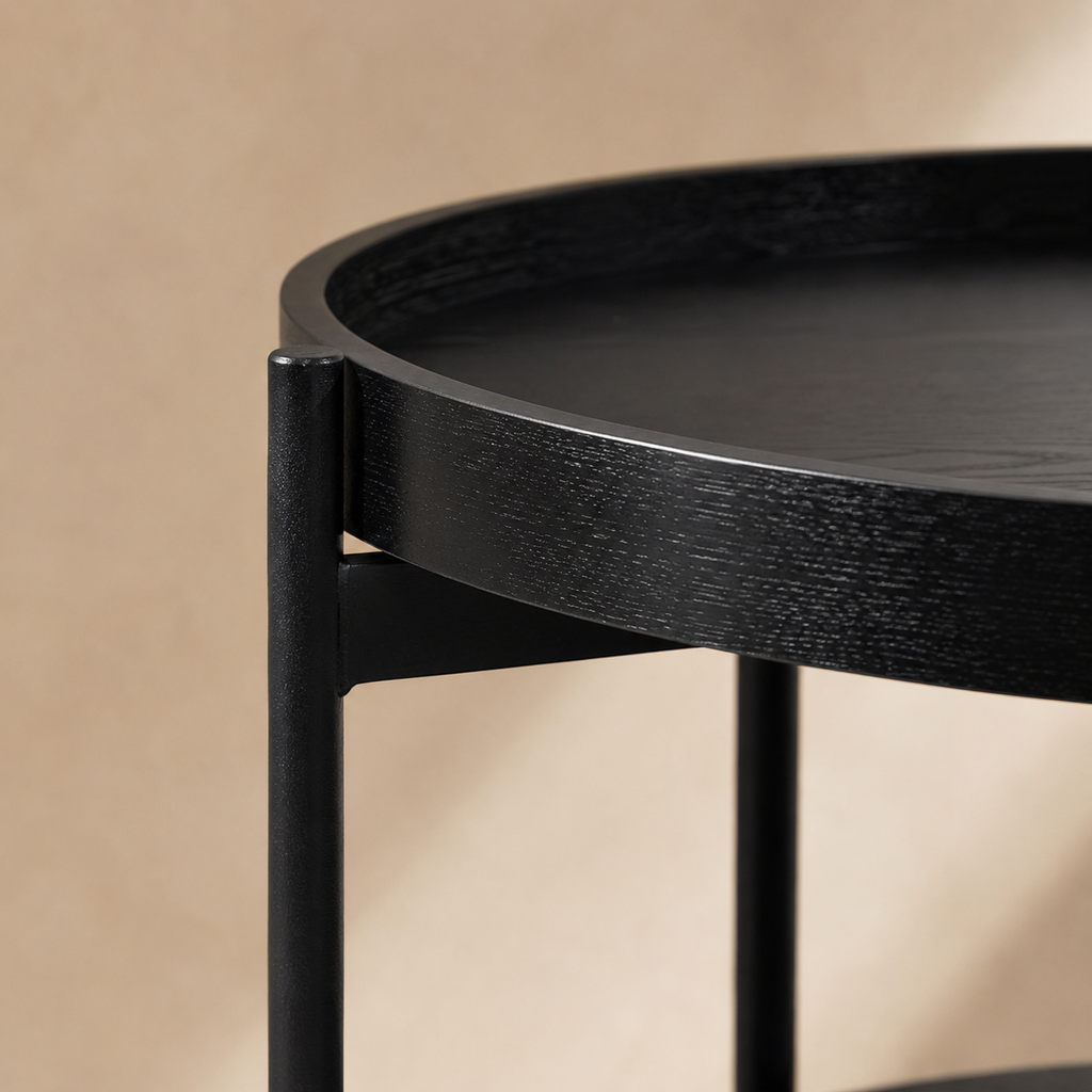 Mesa de centro redonda de madera, 50 cm