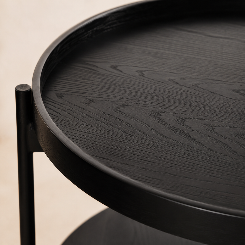 Mesa de centro redonda de madera, 50 cm