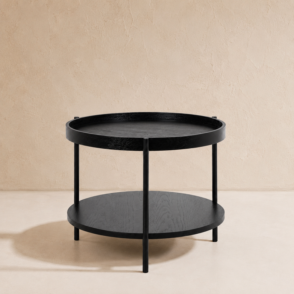 Mesa de centro redonda de madera, 50 cm