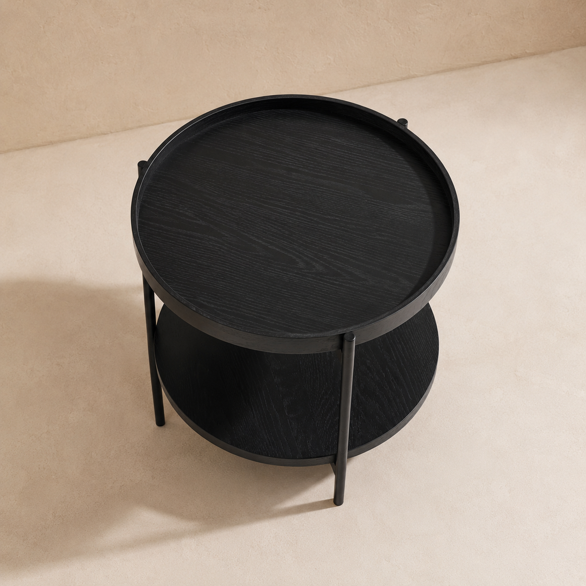 Mesa de centro redonda de madera, 50 cm