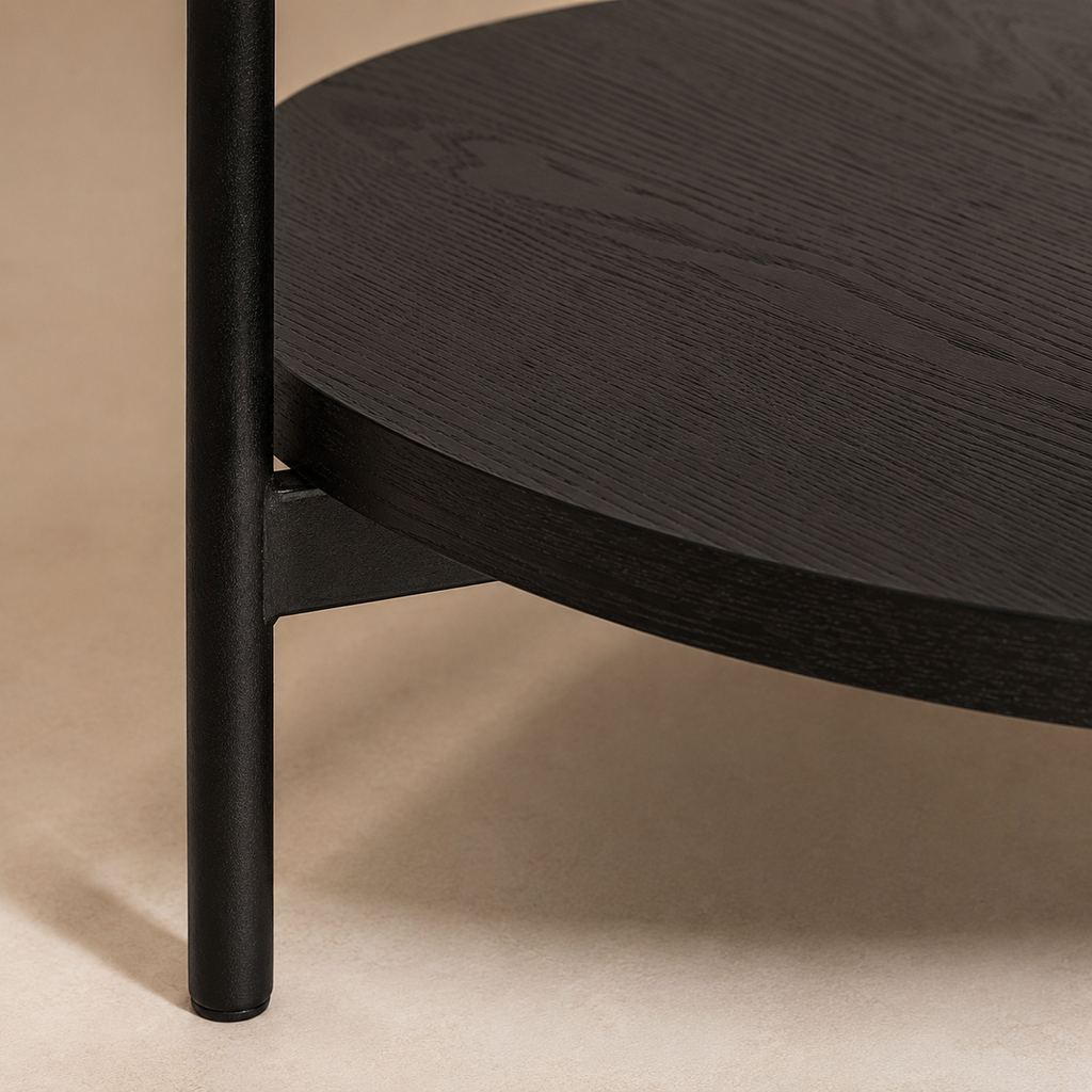 Mesa de centro redonda de madera, 50 cm