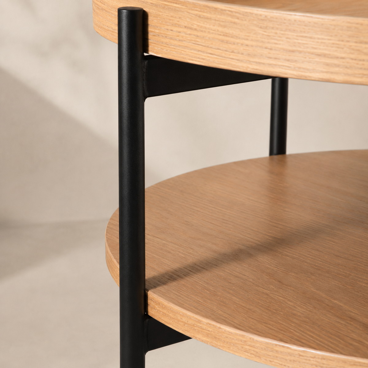 Mesa de centro redonda de madera, 50 cm