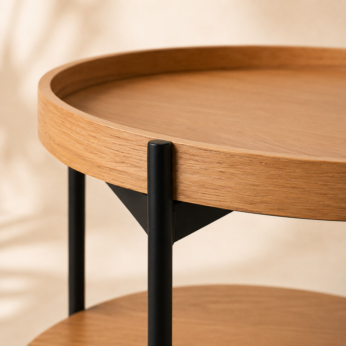 Mesa de centro redonda de madera, 50 cm