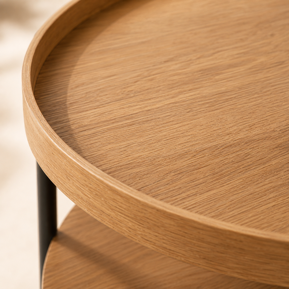 Mesa de centro redonda de madera, 50 cm