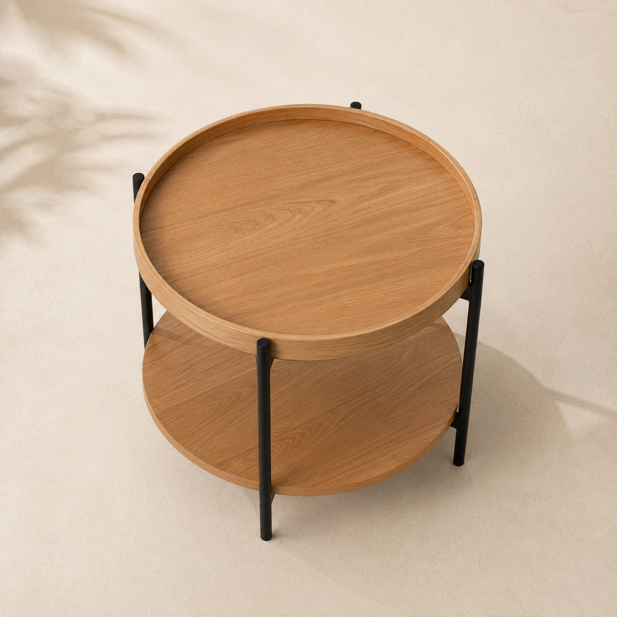 Mesa de centro redonda de madera, 50 cm