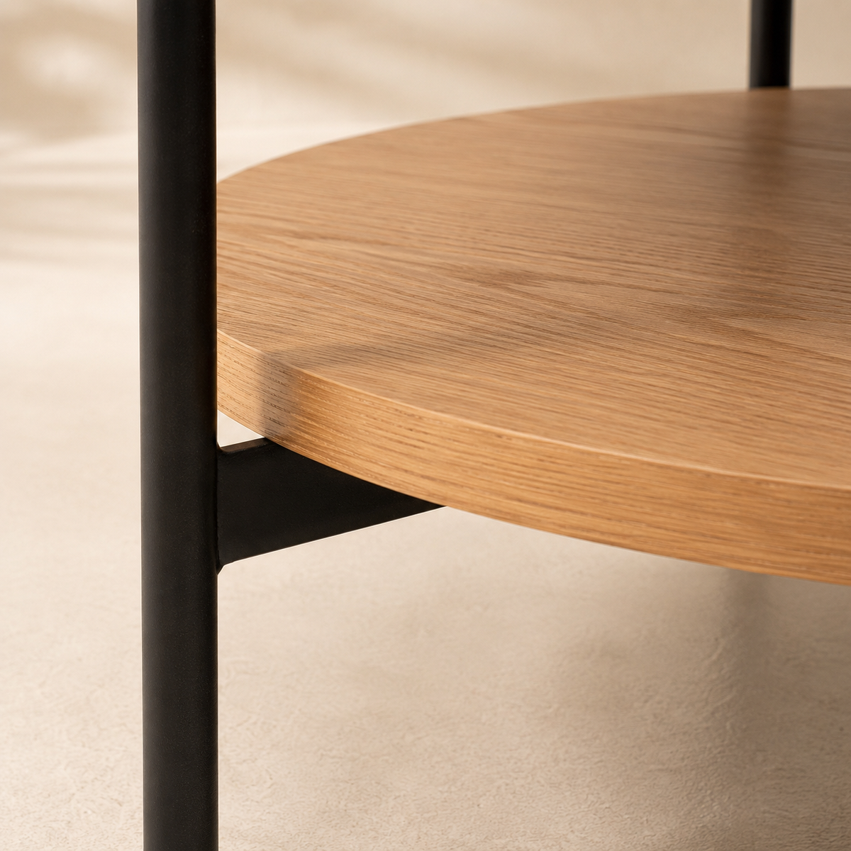 Mesa de centro redonda de madera, 50 cm