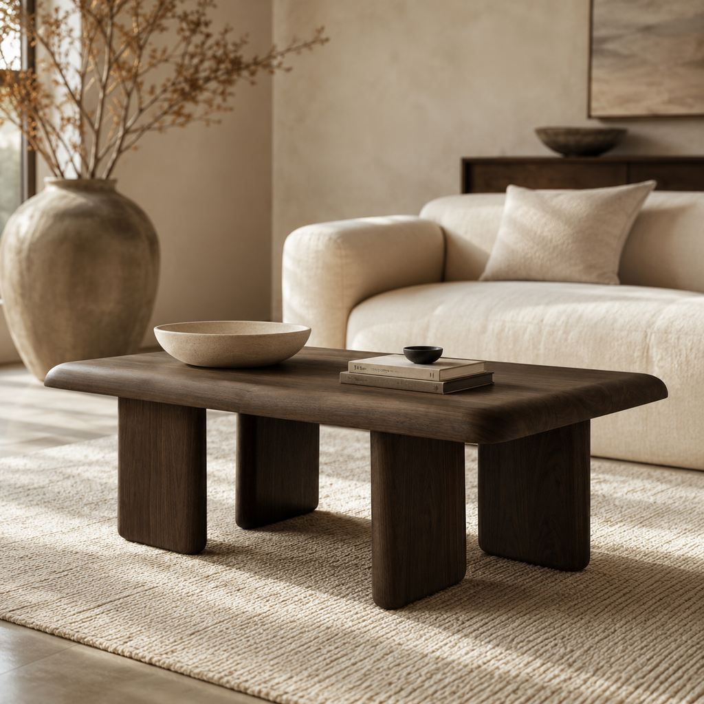 Mesa de centro rectangular de madera, 120 cm