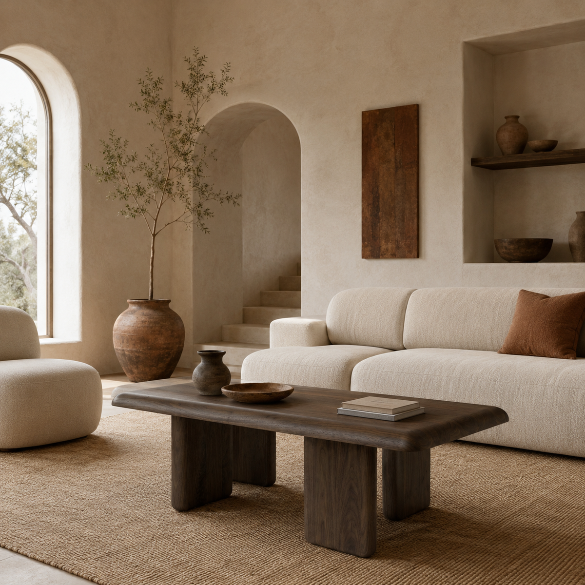 Mesa de centro rectangular de madera, 120 cm