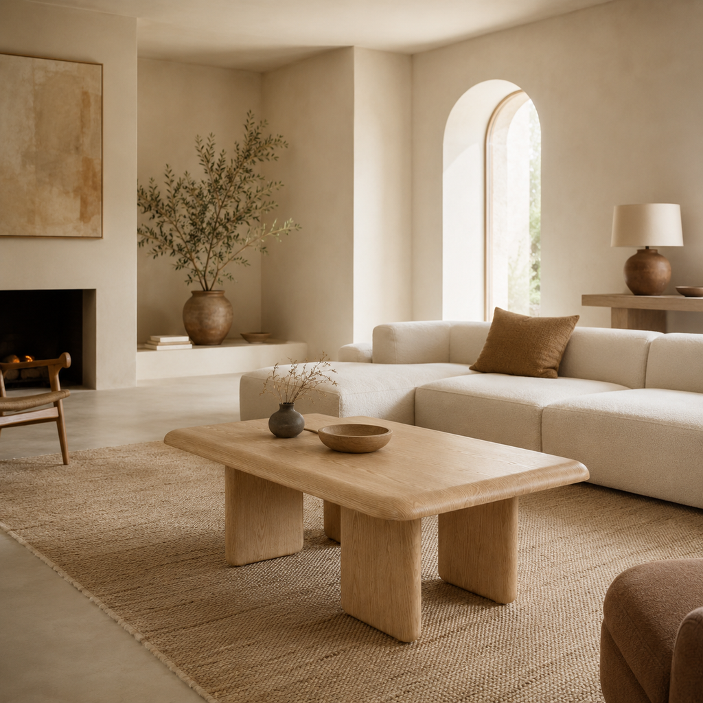 Mesa de centro rectangular de madera, 120 cm