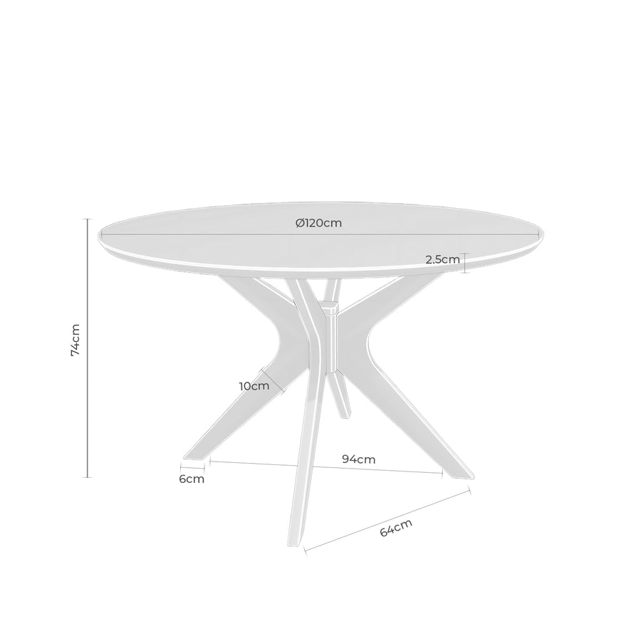 Mesa Aleva, madera, Ø120 cm