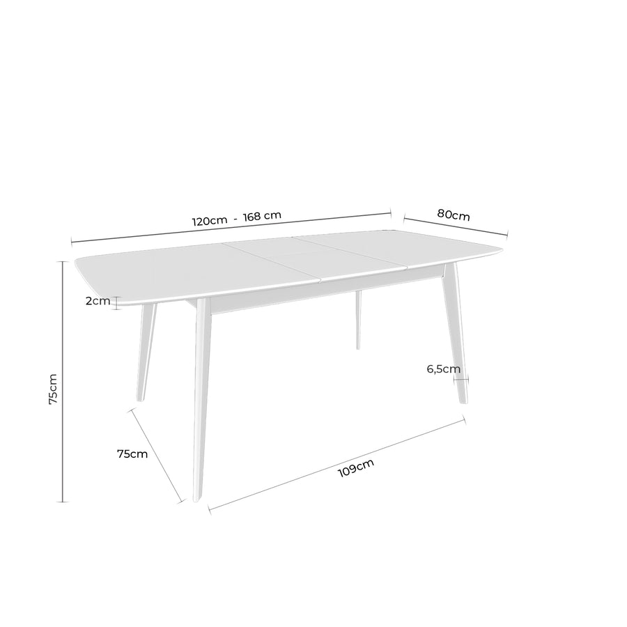 Mesa Arel, madera, extensible, 120 × 80 cm