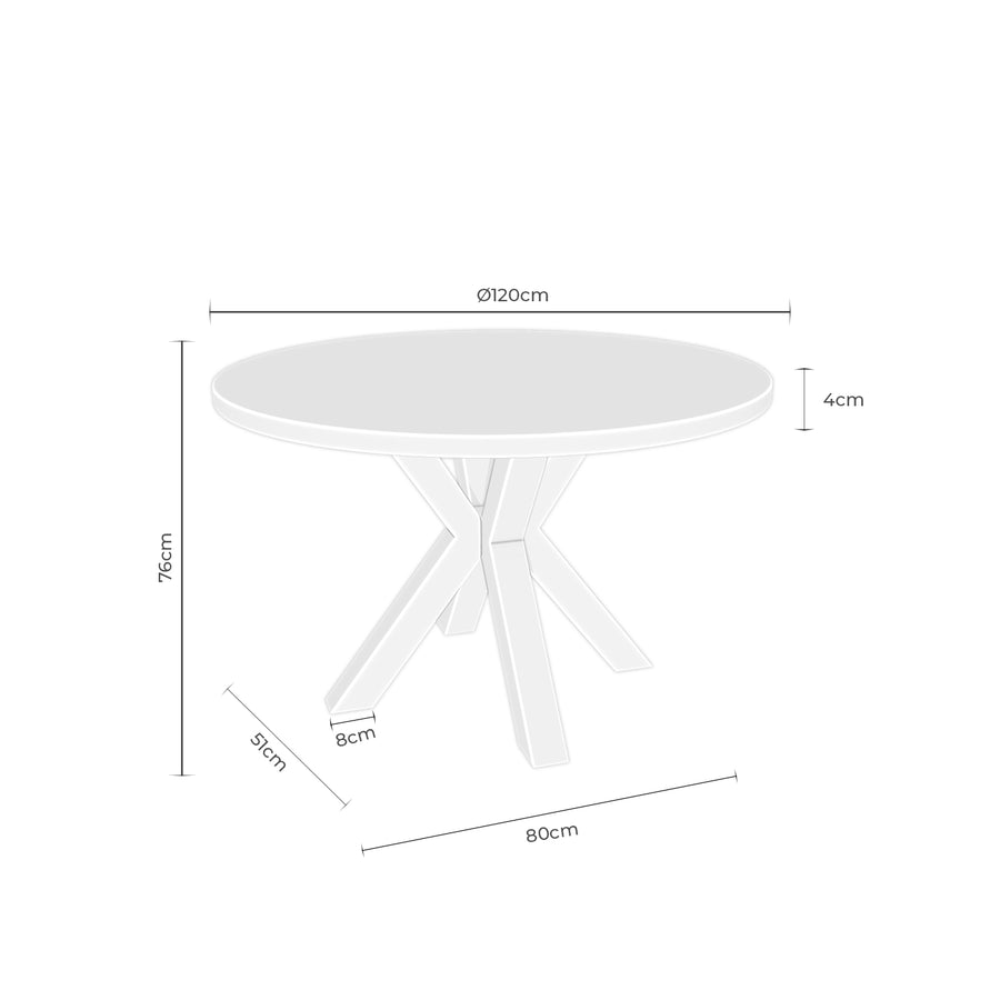 Mesa Calina, tapa de madera y patas de metal negro, Ø120 cm